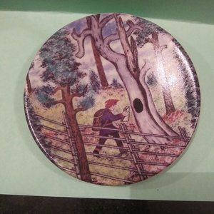 Vintage 1987 Arabia Finland small decorative wall plate Post Hole